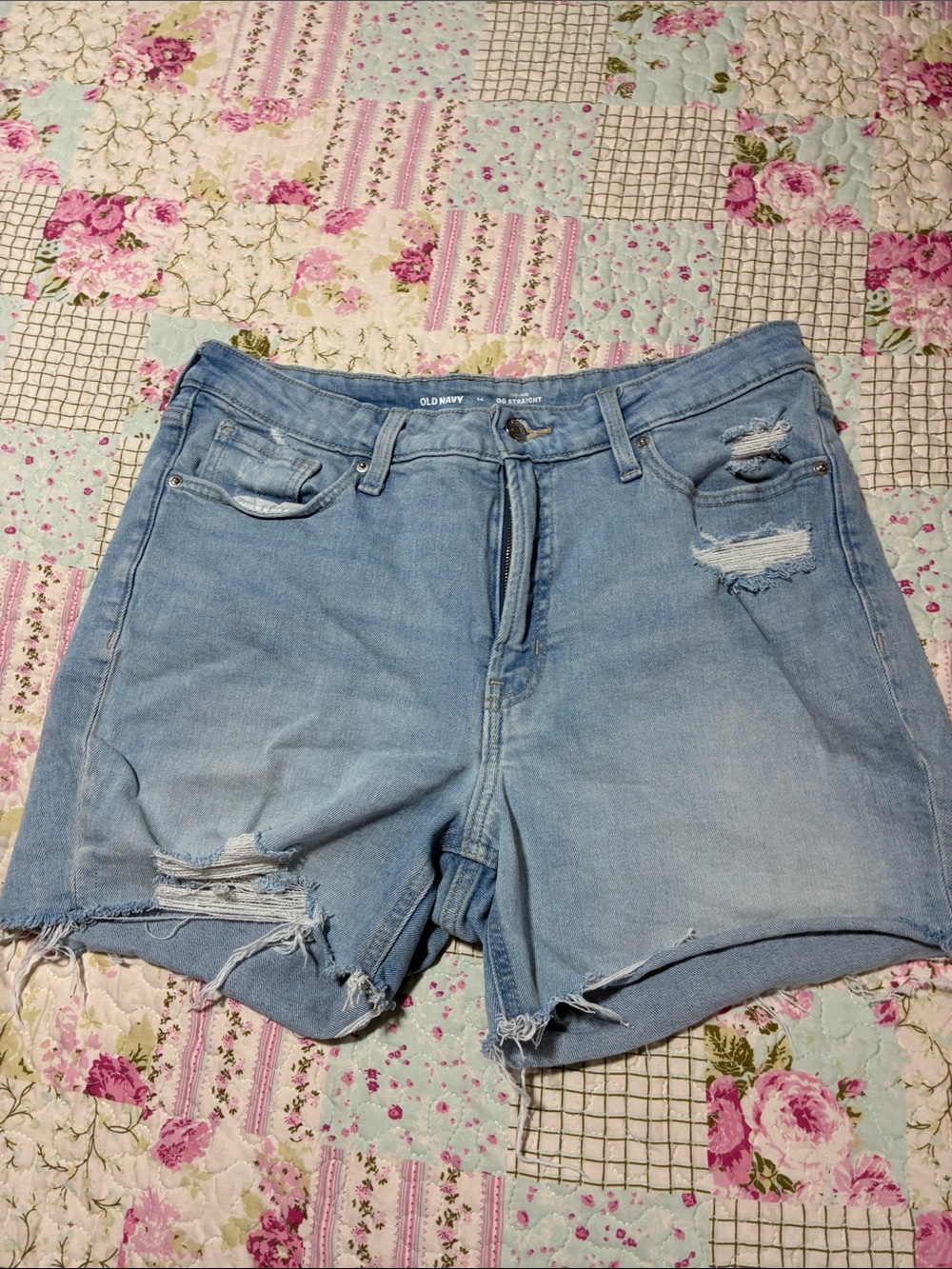 Old Navy Light Blue Ripped Denim Shorts